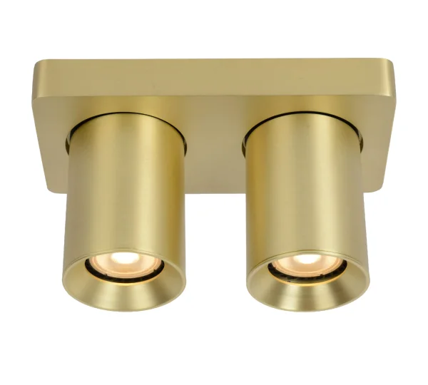 Lucide Nigel - spot en saillie - 20 x 10 x 11,5 cm - 2 x 5W LED dimmable inclus - dim to warm - matt gold