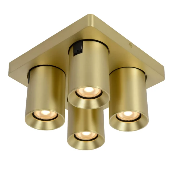 Lucide Nigel - spot en saillie - 20 x 20 x 11,5 cm - 4 x 5W LED dimmable inclus - dim to warm - or