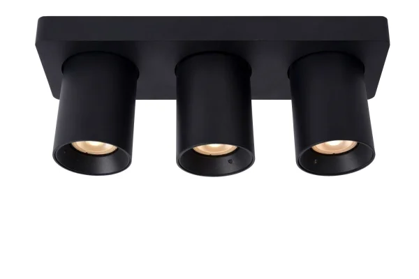 Lucide Nigel - spot en saillie - 30 x 10 x 11,3 cm - 3 x5W dimmable inclus - dim to warm - noir