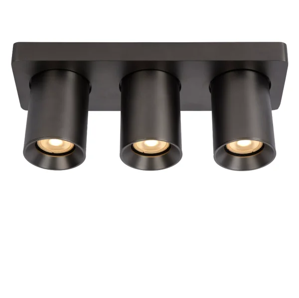 Lucide Nigel - spot en saillie - 30 x 10 x 11,5 cm - 3 x 5W LED dimmable inclus - dim to warm - acier noir