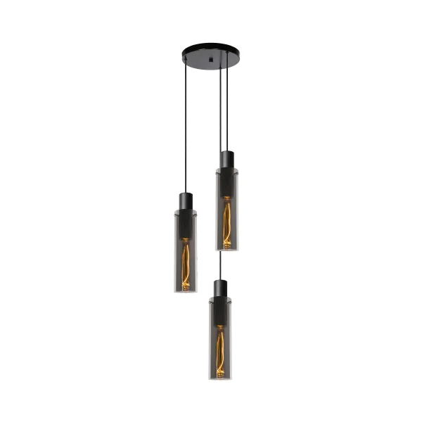 Lucide Orlando - lampe suspendue - Ø 32 x 172 cm - gris fumée et noir