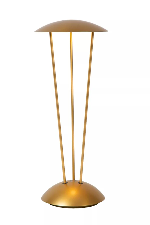 Lucide Renee - lampe de table rechargeable - Ø 12,3 x 31 cm - 2,2W dim to warm LED inclus - IP54 - or/laiton mat
