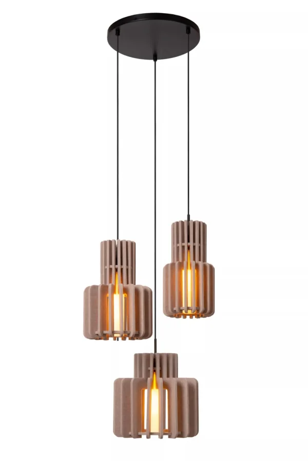 Lucide Rollo - lampe suspendue - Ø 50 x 150 cm - taupe