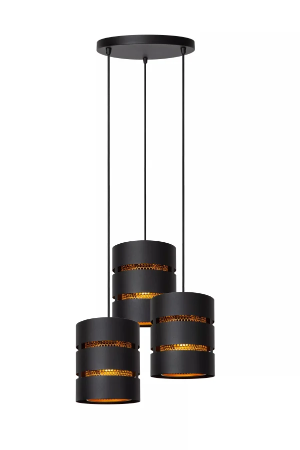 Lucide Rosas - lampe suspendue 3L - Ø 43 x 165 cm - noir et laiton