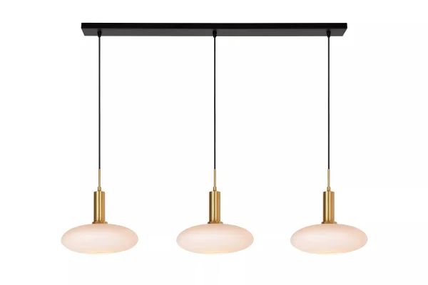 Lucide Singala 3L - lampe suspendue - 126 x 30 x 169 cm - opale et or