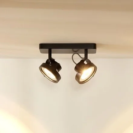 Lucide Tala 2 - spot en saillie - 28 x 12 x 20 cm - 2 x 12W LED dimmable inclus - noir