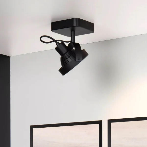 Lucide Tala LED - spot en saillie 1L - 12 x 12 x 20 cm - 12W LED dimmable inclus - noir