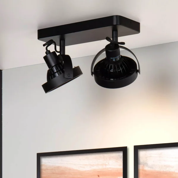Lucide Tala LED - spot en saillie 2L - 28 x 12 x 20 cm - 2 x 12W LED dimmable inclus - noir
