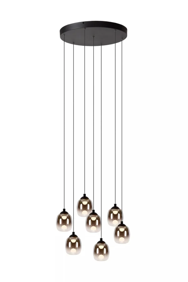 Lucide Tamino - lampe suspendue - Ø 52 x 186 cm - 7 x 7W LED dimmable inclus - noir