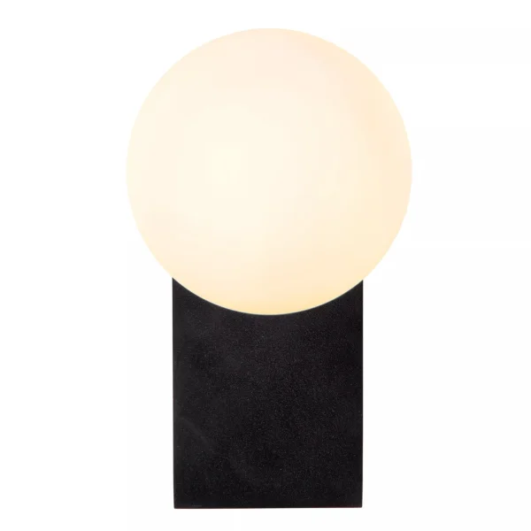 Lucide Tassa - applique murale - 14,2 x 17 x 21,8 cm - 10W dim to warm LED inclus - noir et opale