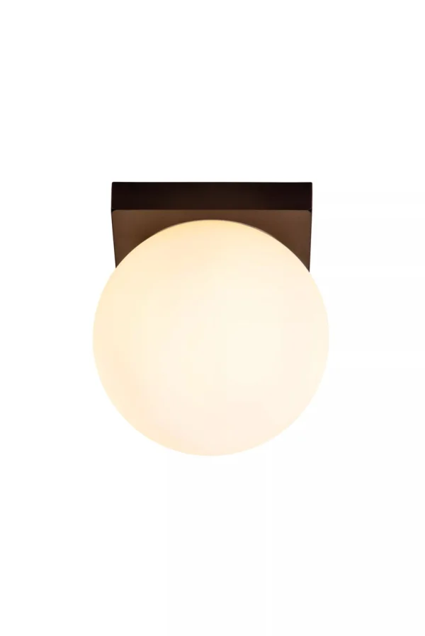 Lucide Tassa - plafonnier - 13,5 x 13,5 x 13,4 cm - 12W dim to warm LED inclus - noir et opale