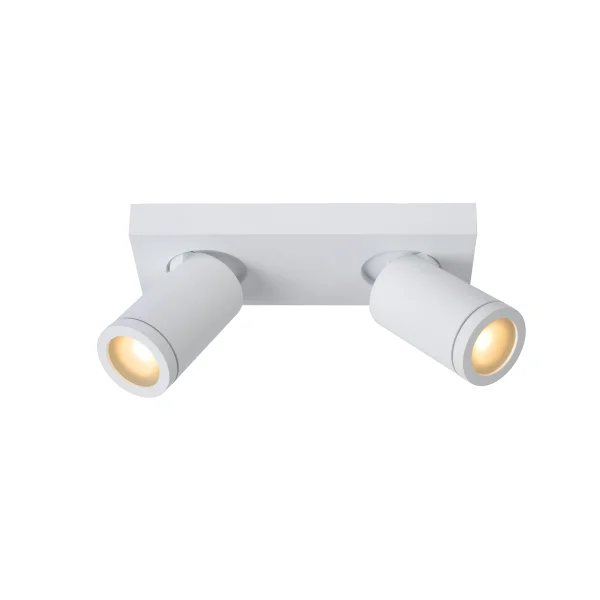 Lucide Taylor - spot en saillie 2L - 24 x 10 x 12,5 cm - 2 x 5W LED dimmable inclus - dim to warm - IP44 - blanc