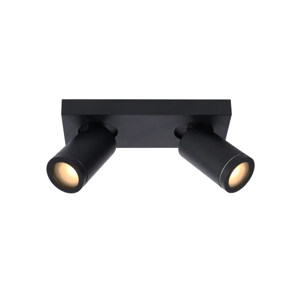 Lucide Taylor - spot en saillie 2L - 24 x 10 x 12,5 cm - 2 x 5W LED dimmable inclus - dim to warm - IP44 - noir