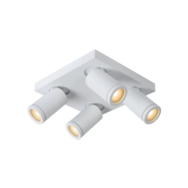 Lucide Taylor - spot en saillie 4L - 24 x 24 x 12,5 cm - 4 x 5W LED dimmable inclus - dim to warm - IP44 - blanc