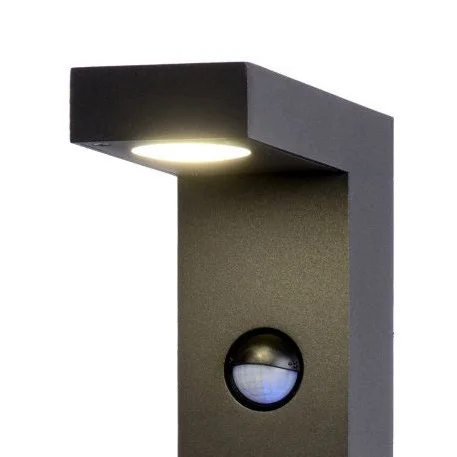 Lucide Texas - lampe de jardin avec détecteur de mouvement - 6 x 15 x 60 cm - 6W LED inclus - IP54 - anthracite