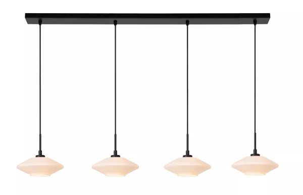 Lucide Trevor 4L - lampe suspendue - 125 x 20 x 150 cm - noir et opale