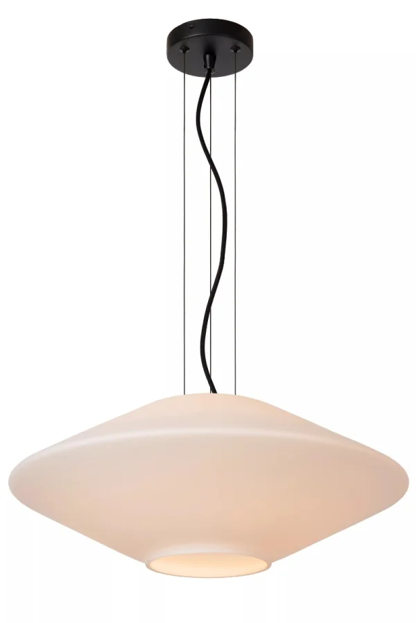 Lucide Trevor - lampe suspendue - Ø 50 x 153 cm - noir et opale