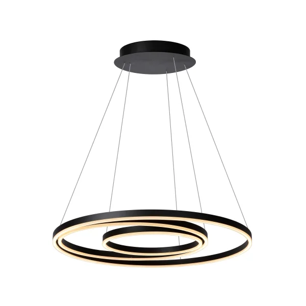 Lucide Triniti - lampe suspendue - Ø 80 x 135 cm - 136W LED dimmable inclus - noir