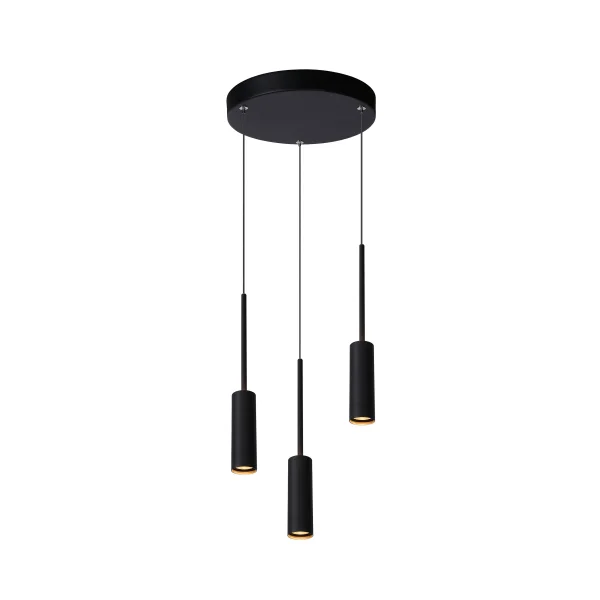 Lucide Tubule - lampe suspendue - Ø 26 x 169 cm - 3 x 7W LED inclus - noir