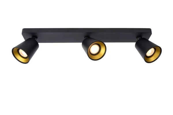 Lucide Turnon - plafonnier - 9 x 53 x 12,3 cm - 3 x 5W LED inclus - dim to warm - noir