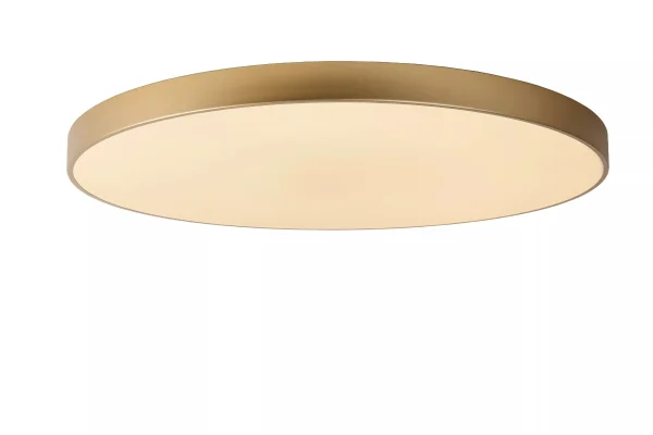 Lucide Unar - plafonnier - Ø 80 x 5 cm - 80W LED dimmable inclus - 3 niveaux de dimmer - or mat