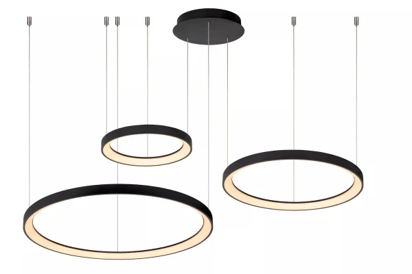 Lucide Vidal - lampe suspendue - Ø 78 x 200 cm - 120W LED inclus - noir