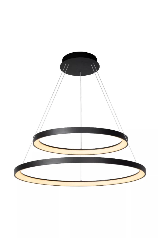 Lucide Vidal - lampe suspendue - Ø 78 x 200 cm - 92W LED inclus - noir