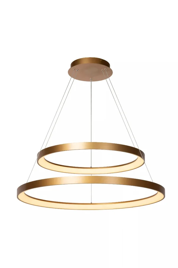 Lucide Vidal - lampe suspendue - Ø 78 x 200 cm - 92W LED inclus - or mat/laiton.