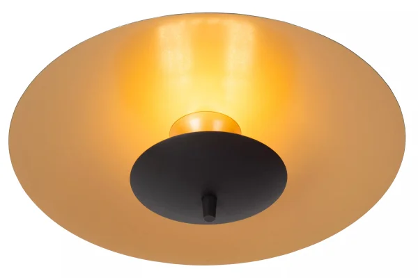 Lucide Vulcan - plafonnier - Ø 35 x 12,4 cm - 9W LED dimmable inclus - noir et laiton