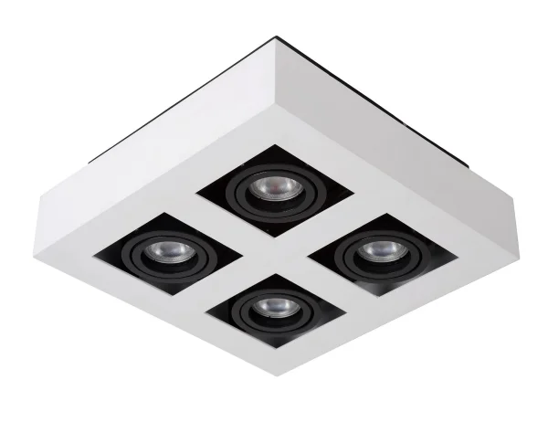 Lucide Xirax - spot en saillie - 25 x 25 x 8,8 cm - 4 x 5W LED dimmable inclus - dim to warm - white