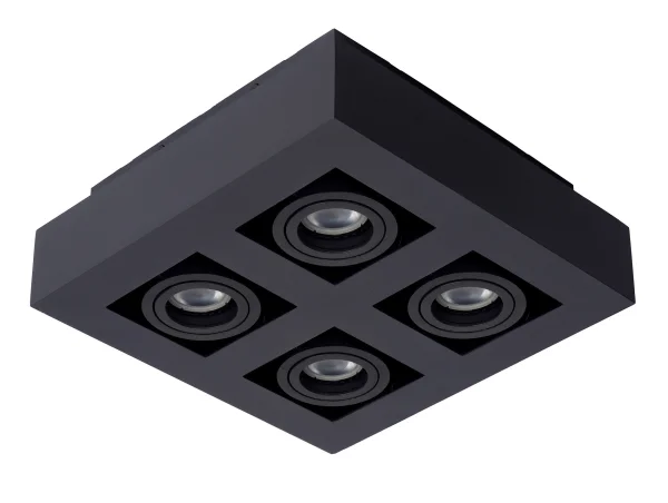 Lucide Xirax - spot en saillie 4L - 25 x 8 cm - 4 x 5W LED dimmable inclus - dim to warm - noir