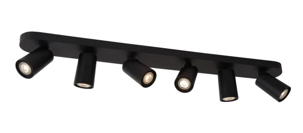 Lucide Xyrus 6 - spot en saillie - 84 x 9 x 12,5 cm - 6 x 5W LED dimmable inclus - dim to warm - noir