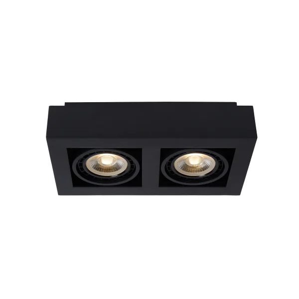 Lucide Zefix - spot en saillie 2L - 34 x 18,5 x 9 cm - 2 x 12W LED dimmable inclus - dim to warm - noir