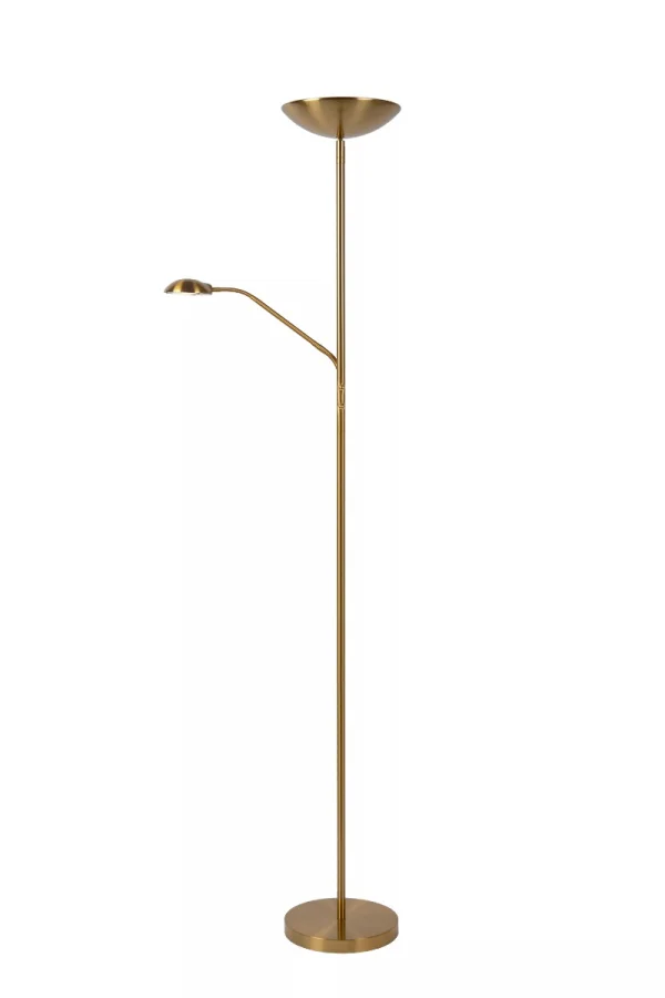 Lucide Zenith - lampadaire - Ø 25,4 x 180 cm - 20W + 4W LED dimmable inclus - 3000K - or mat / laiton