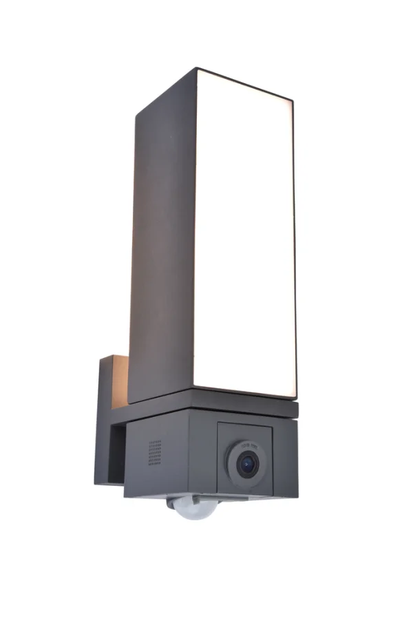 Lutec Cuba - applique murale extérieure avec détecteur de mouvement et caméra - smart lighting - Lutec Connect - 9,2 x 19,5 x 32,5 cm - 17,3W LED inclus - IP44 - gris foncé