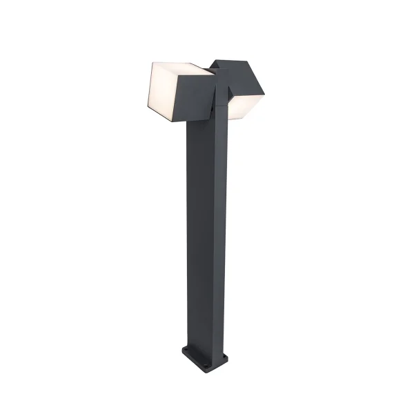 Lutec Cuba - lampe de jardin - 23 x 11 x 75 cm - 2 x 12,2W LED inclus - IP54 - gris foncé