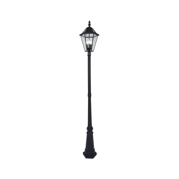 Lutec London - poteau de jardin solaire - 31 x 31 x 227 cm - 3 x 2W LED inclus - IP44 - noir