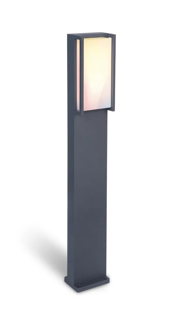 Lutec Qubo - poteau de jardin - éclairage intelligent - Lutec Connect - 11 x 9 x 75 cm - 16W LED inclus - IP54 - gris foncé