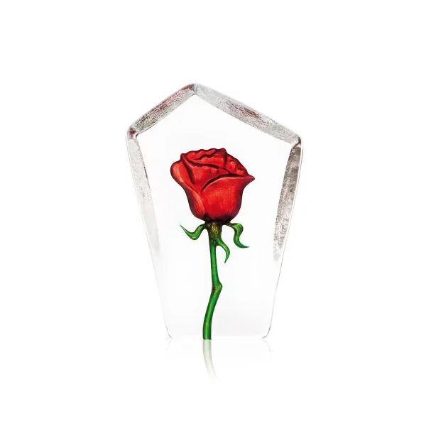 Målerås Glasbruk Sculpture de verre Floral Fantasy rose Rouge