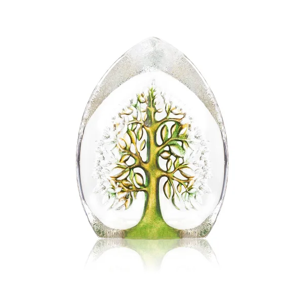 Målerås Glasbruk Sculpture de verre vert-jaune Yggdrasil Grand