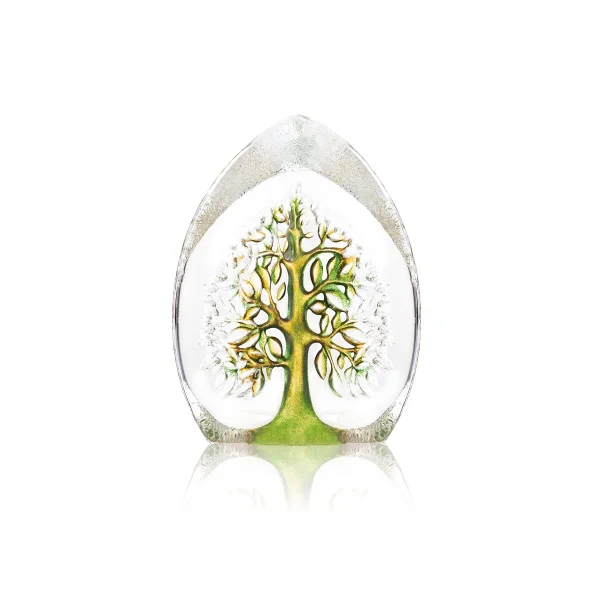 Målerås Glasbruk Sculpture de verre vert-jaune Yggdrasil Petit