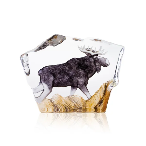 Målerås Glasbruk Sculpture Moose en verre 12x16,5 cm