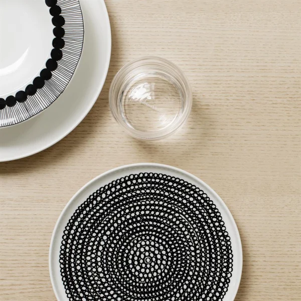 Marimekko Assiette Räsymatto 20 cm lot de 6 noir petits pos noir-blanc (petits pois)