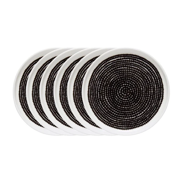 Marimekko Assiette Räsymatto Ø 25 cm – 6 pièces petits points noir-blanc