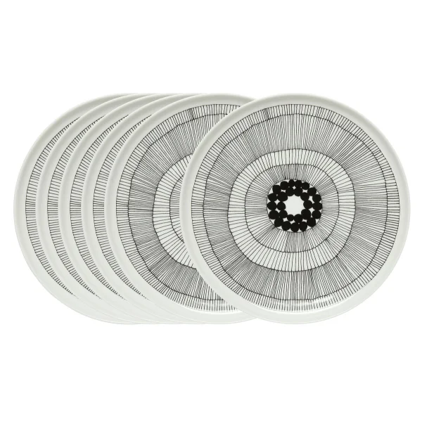 Marimekko Assiette Siirtolapuutarha Ø 25 cm, lot de 6 noir-blanc noir-blanc