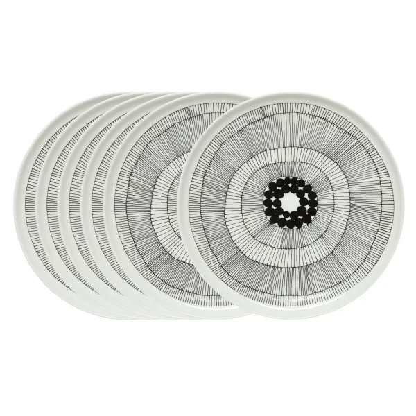 Marimekko Assiette Siirtolapuutarha Ø 25 cm, lot de 6 noir-blanc