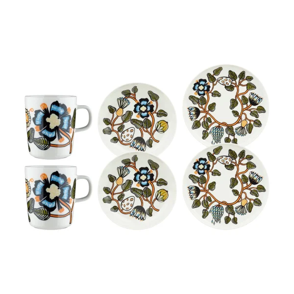 Marimekko Ensemble déjeuner Tiara 6 pièces White-warm orange-green