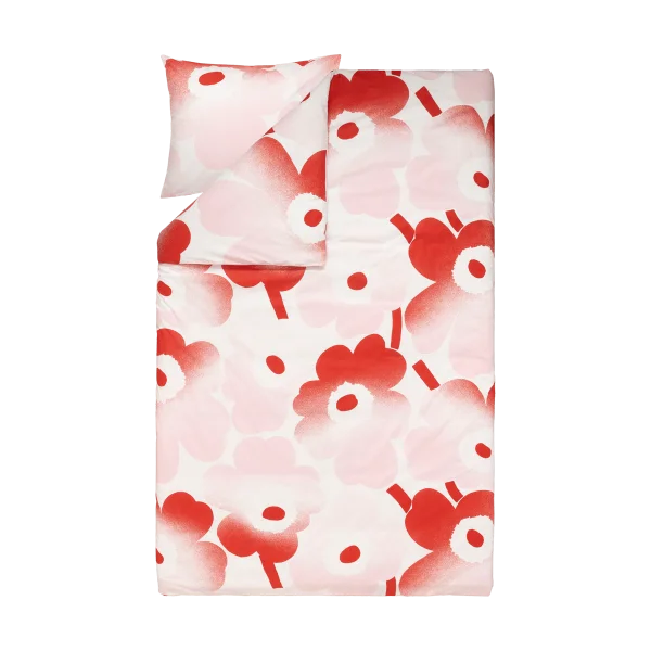 Marimekko Housse de couette et taie d'oreiller Unikko Häivähdys 150x210 cm, 50x60 cm Rose