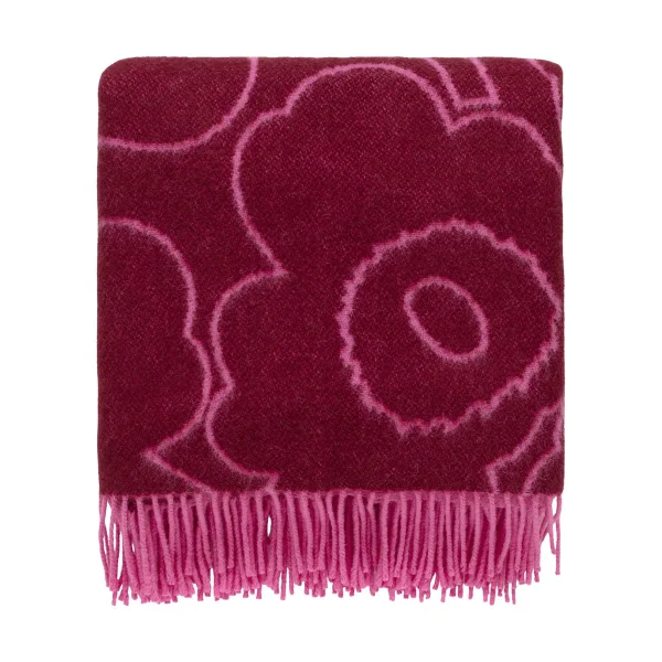 Marimekko Plaid Piirto Unikko 130x170 cm Bordeaux-fuchsia