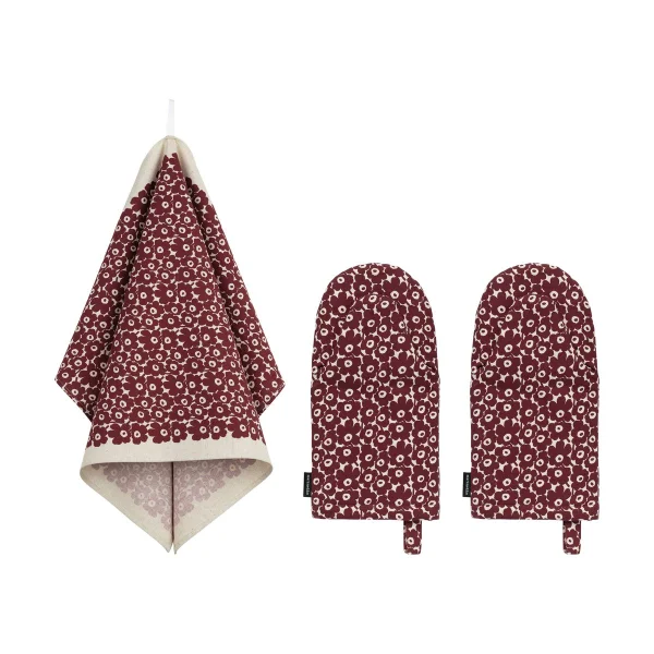 Marimekko Set de cuisine Pikkuinen Unikko 3 pièces Linen-bordeaux